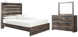 Drystan Queen Panel Bed with Mirrored Dresser in Multi - PKG003273