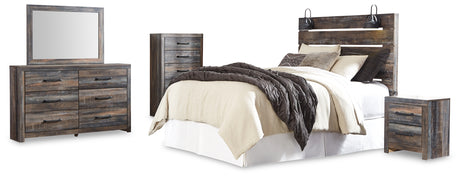 Drystan Queen Panel Headboard Bed with Mirrored Dresser, Chest and Nightstand in Multi from Ashley - Luna Furniture