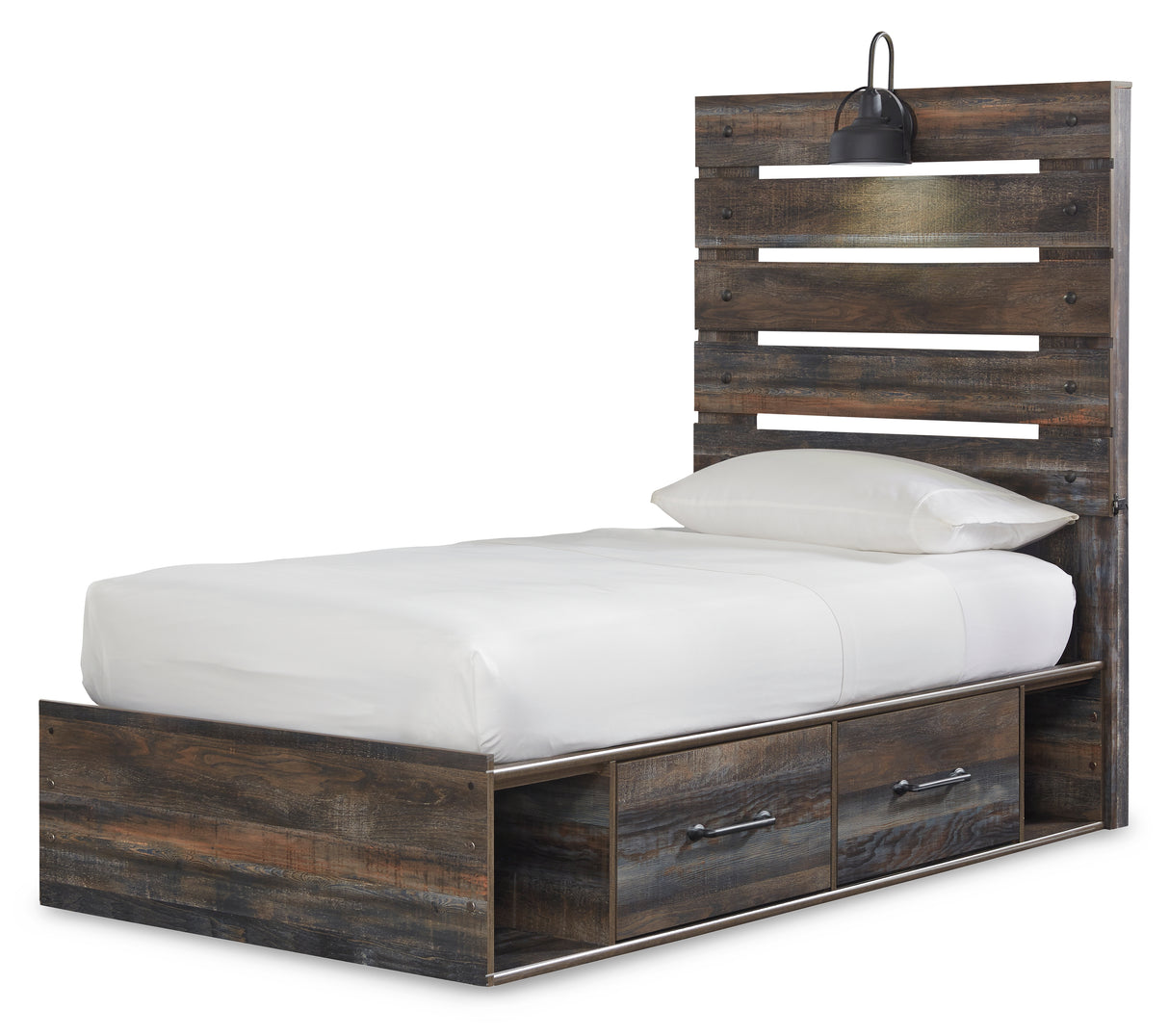 Drystan Twin Panel Bed with 4 Storage Drawers with Dresser in Multi - PKG003174