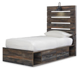 Drystan Twin Panel Bed with 4 Storage Drawers with Mirrored Dresser in Multi from Ashley - Luna Furniture