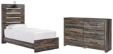 Drystan Twin Panel Bed with Dresser in Multi - PKG003222