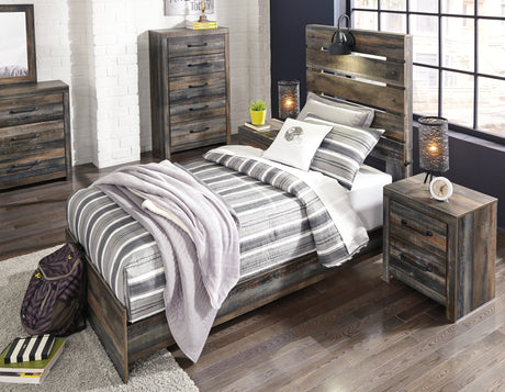 Drystan Twin Panel Bed with Mirrored Dresser and 2 Nightstands in Multi from Ashley - Luna Furniture