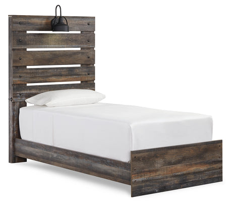 Drystan Twin Panel Bed with Nightstand in Multi - PKG000706