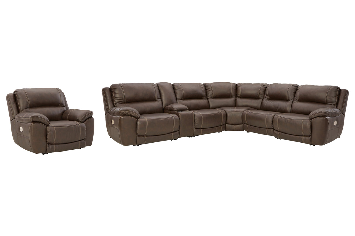 Dunleith 6-Piece Sectional with Recliner in Chocolate from Ashley - Luna Furniture