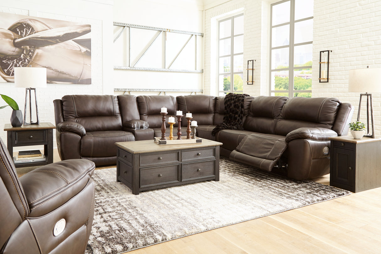 Dunleith 6-Piece Sectional with Recliner in Chocolate from Ashley - Luna Furniture