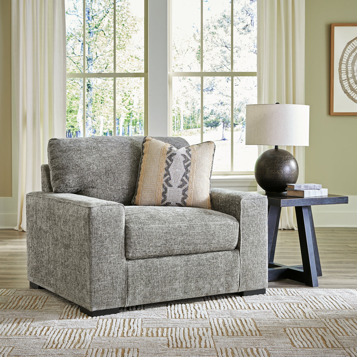 Dunmor Chair and Ottoman in Graphite - PKG016448