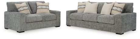 Dunmor Sofa and Loveseat in Graphite - PKG016449