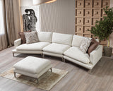 Dylan Ivory Linen 3-Piece Curved 126" Sectional with Ottoman - DYLAN 3P+O