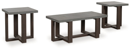 Dynnford Gray/Brown Table (Set of 3) - T216-13