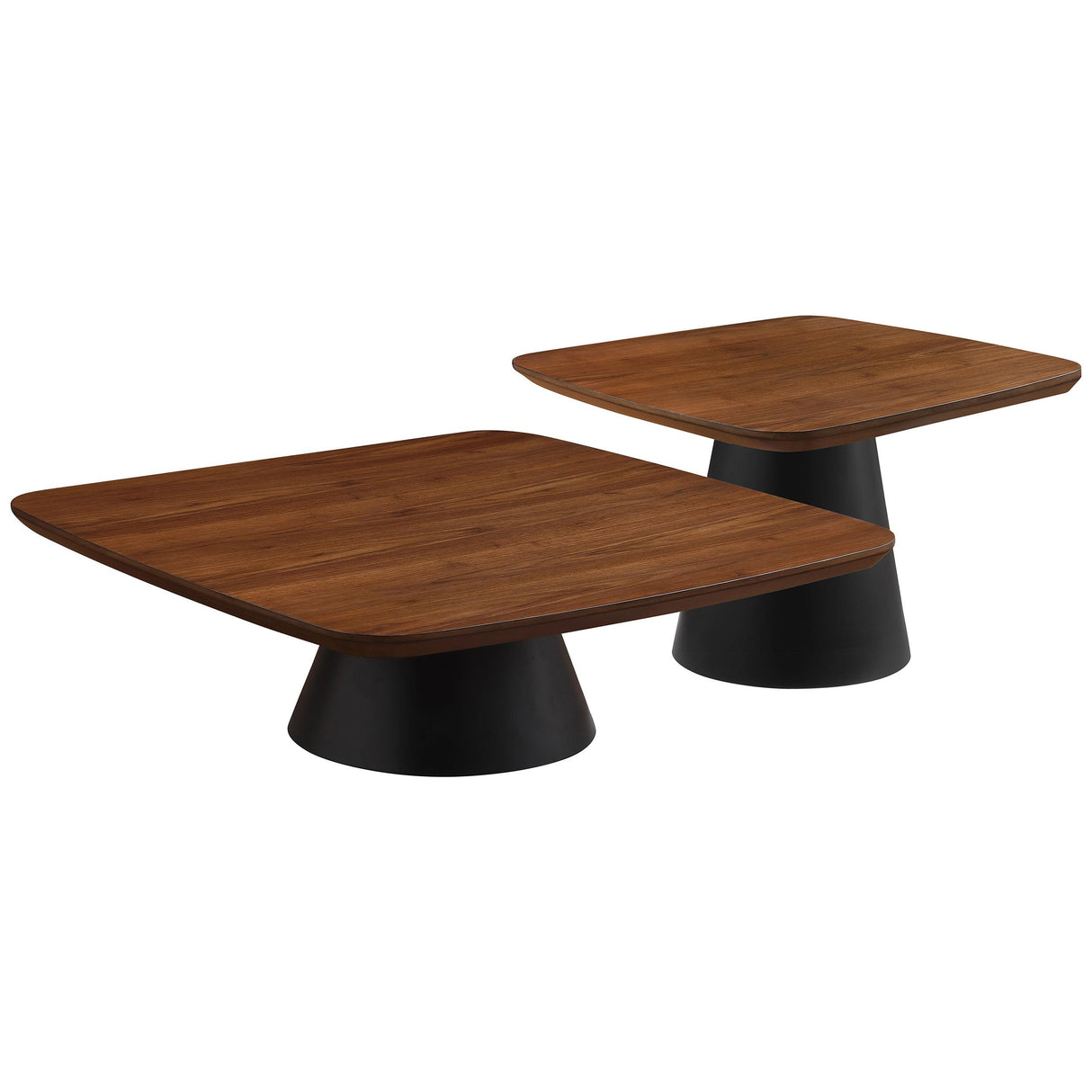 Eason 2-piece Coffee Table Set Walnut and Black from Coaster - Luna Furniture