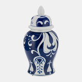 Ec Cer,14" White/blue Temple Jar from Sagebrook Home - Luna Furniture