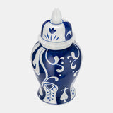 Ec Cer,14" White/blue Temple Jar from Sagebrook Home - Luna Furniture