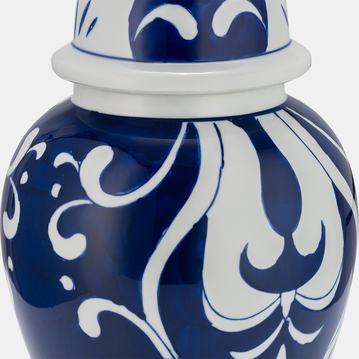 Ec Cer,14" White/blue Temple Jar from Sagebrook Home - Luna Furniture