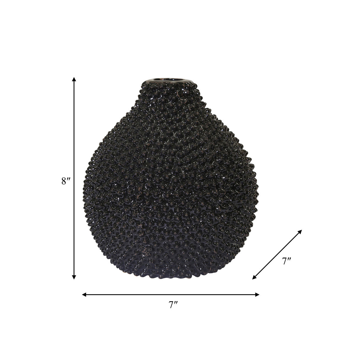 Ec, Gloss Black Spiked Ceramic Vase 8" from Sagebrook Home - Luna Furniture