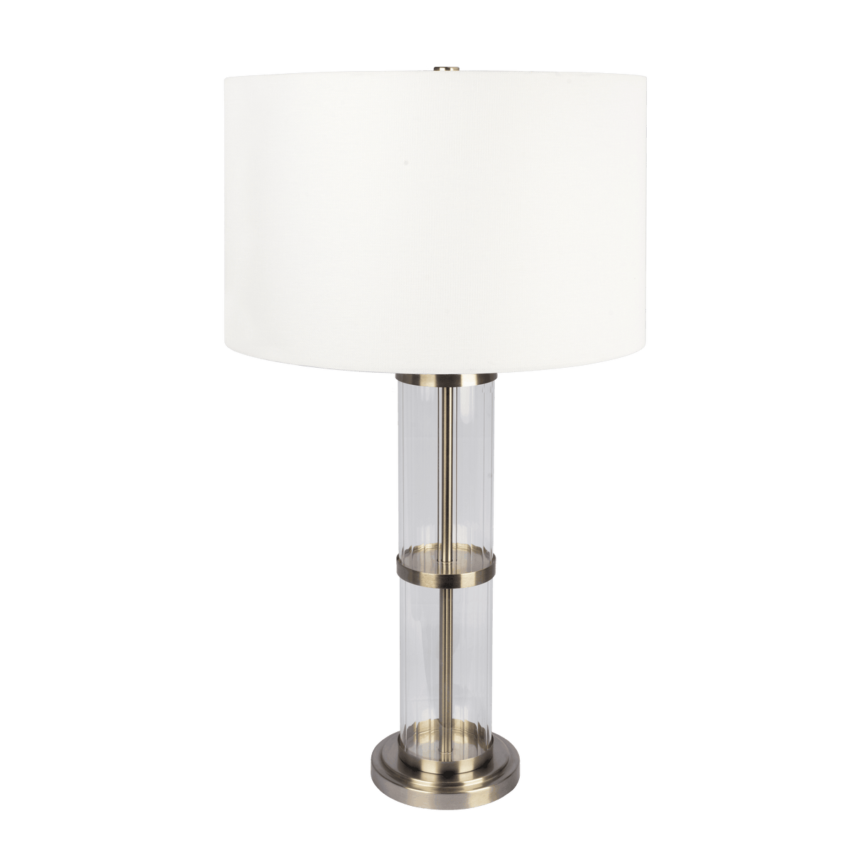 Echo Brushed Nickel Table Lamp with On/Off Switch Clear Glass Body  Metal Base - TBL03700301