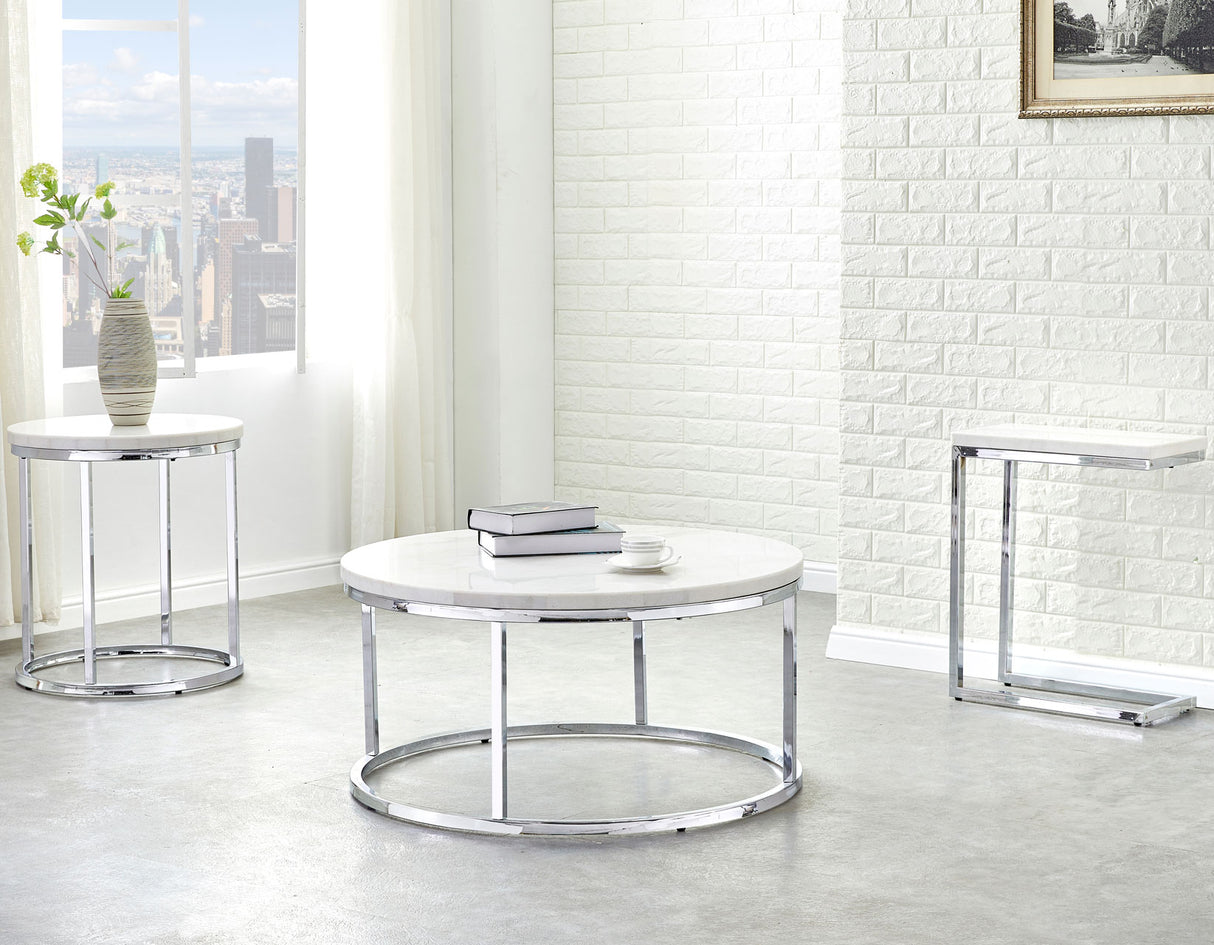 Echo White Marble Top Chairside End Table from Steve Silver - Luna Furniture