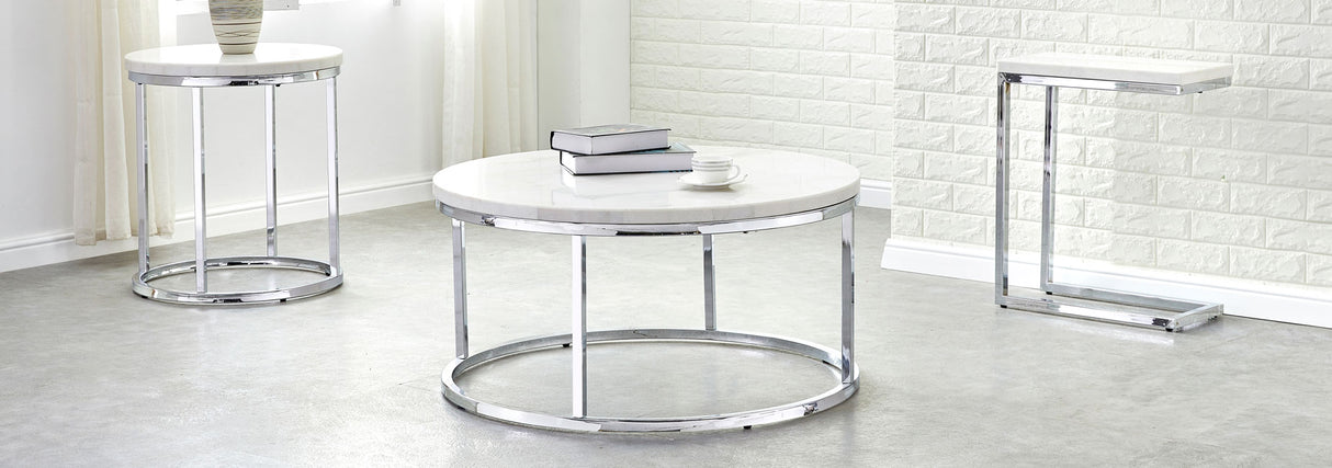 Echo White Marble Top Chairside End Table from Steve Silver - Luna Furniture