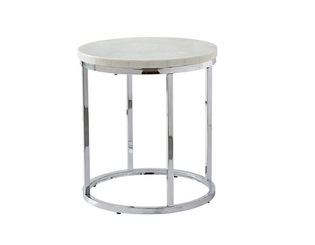 Echo White Marble Top Round End Table from Steve Silver - Luna Furniture