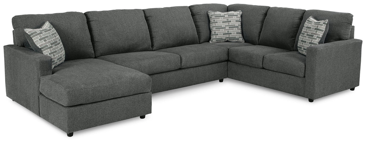 Edenfield 3-Piece Sectional with Ottoman in Charcoal - PKG014851