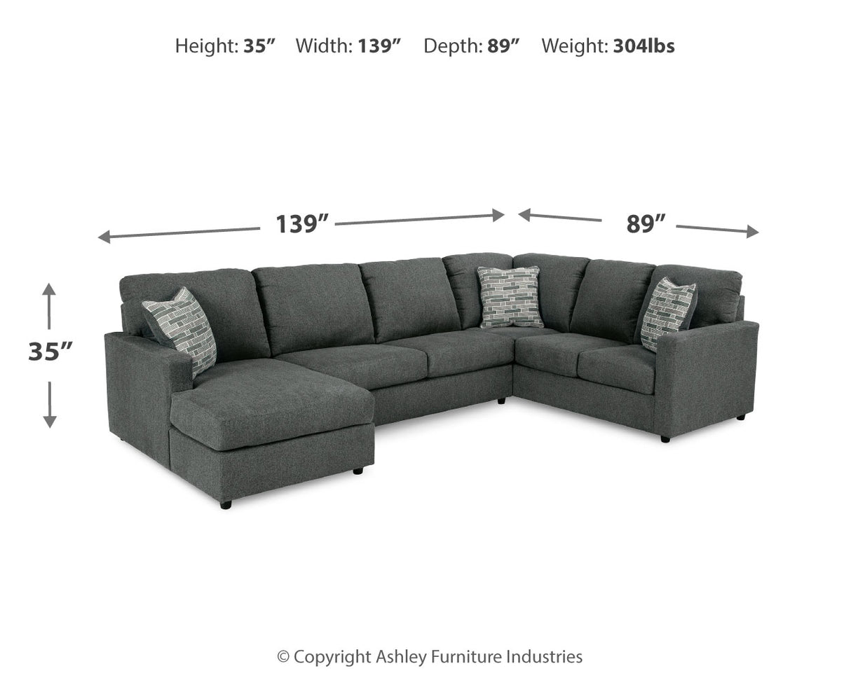 Edenfield 3-Piece Sectional with Ottoman in Charcoal - PKG014851