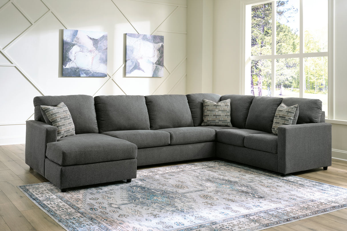 Edenfield 3-Piece Sectional with Ottoman in Charcoal - PKG014851