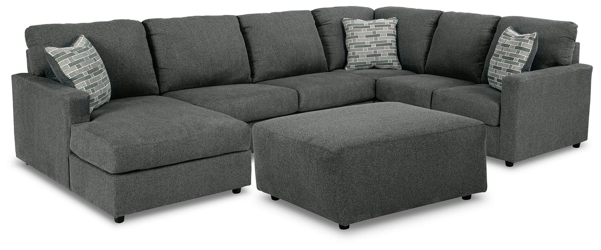 Edenfield 3-Piece Sectional with Ottoman in Charcoal - PKG014851