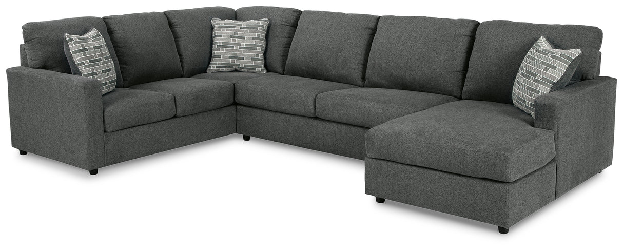 Edenfield 3-Piece Sectional with Ottoman in Charcoal - PKG014852