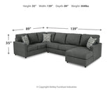 Edenfield 3-Piece Sectional with Ottoman in Charcoal - PKG014852