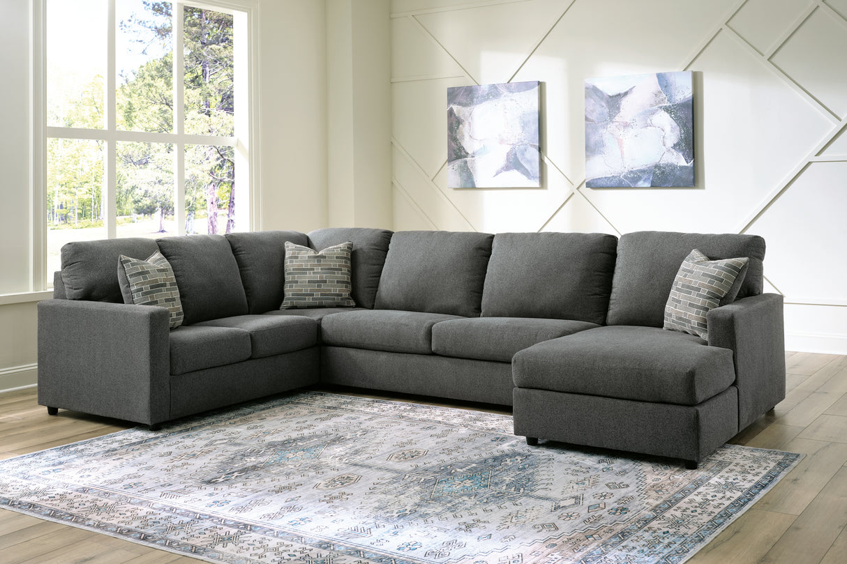 Edenfield 3-Piece Sectional with Ottoman in Charcoal - PKG014852