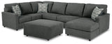 Edenfield 3-Piece Sectional with Ottoman in Charcoal - PKG014852