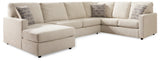 Edenfield 3-Piece Sectional with Ottoman in Linen - PKG014853