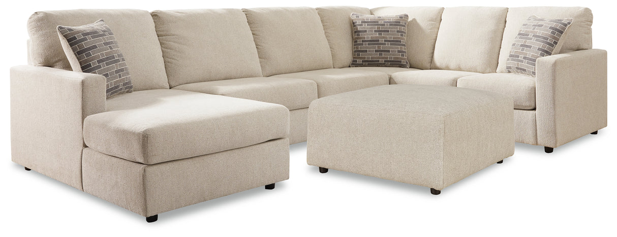 Edenfield 3-Piece Sectional with Ottoman in Linen - PKG014853