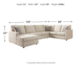 Edenfield 3-Piece Sectional with Ottoman in Linen - PKG014853