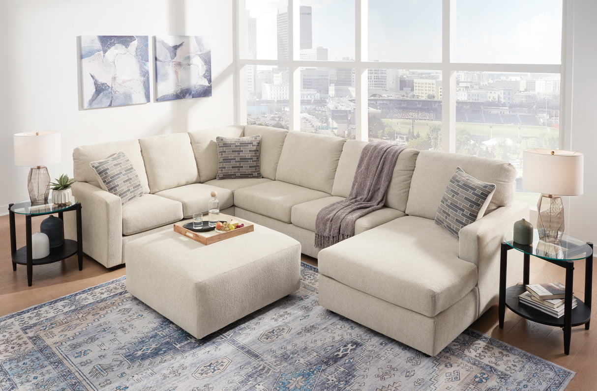 Edenfield 3-Piece Sectional with Ottoman in Linen - PKG014853