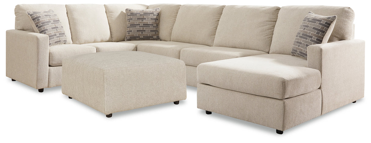 Edenfield 3-Piece Sectional with Ottoman in Linen - PKG014854