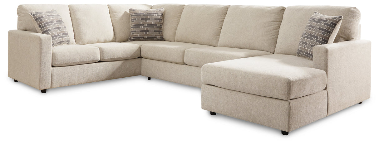 Edenfield 3-Piece Sectional with Ottoman in Linen - PKG014854