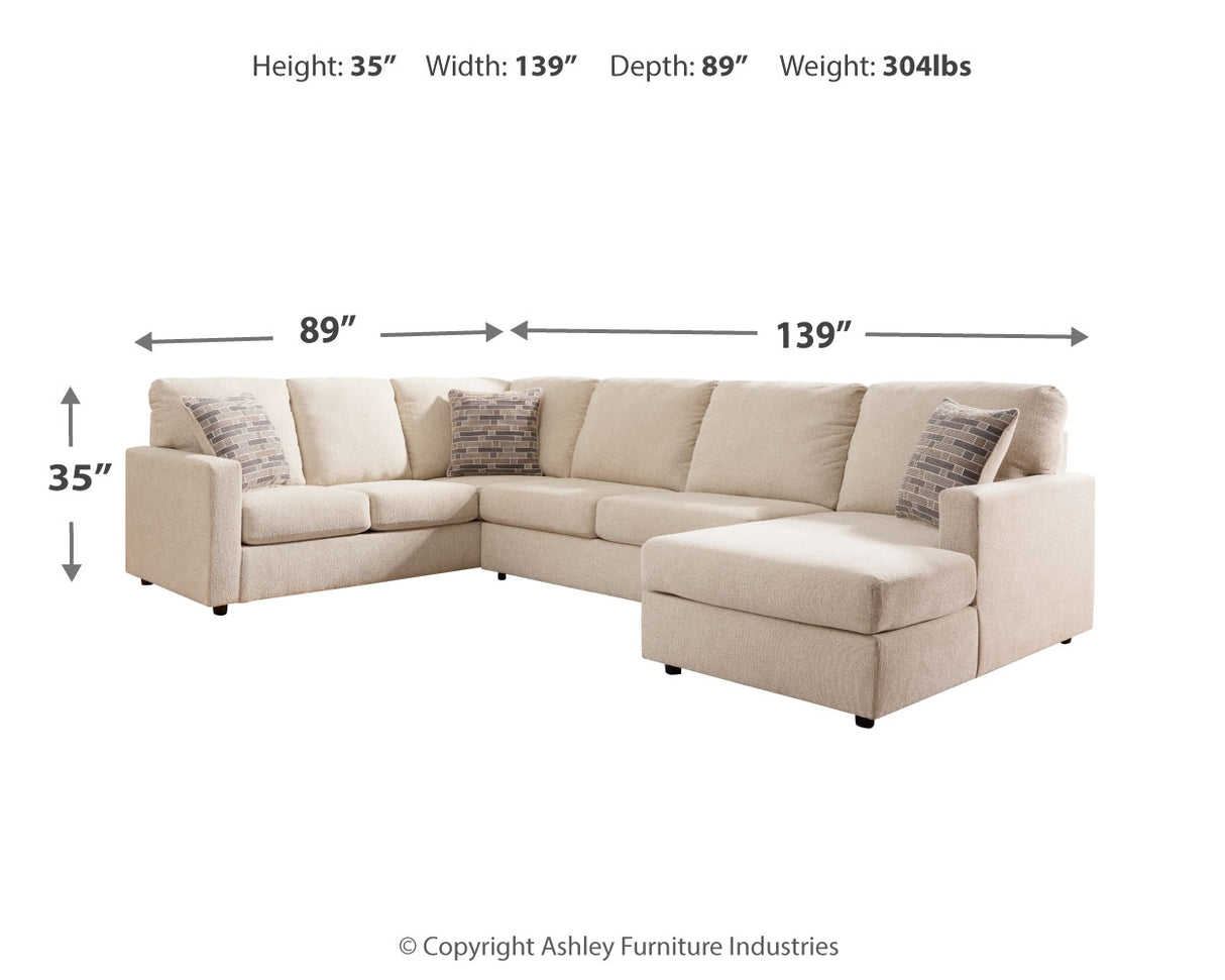 Edenfield 3-Piece Sectional with Ottoman in Linen - PKG014854