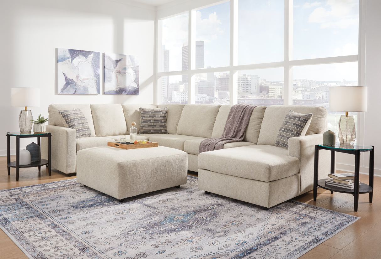 Edenfield 3-Piece Sectional with Ottoman in Linen - PKG014854