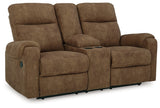 Edenwold Brindle Reclining Loveseat with Console from Ashley - Luna Furniture