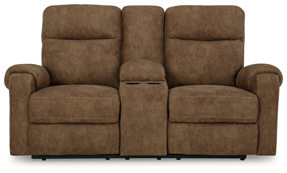 Edenwold Brindle Reclining Loveseat with Console from Ashley - Luna Furniture