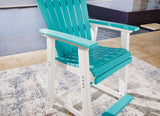 Eisely Outdoor Counter Height Dining Table and 2 Barstools in Turquoise/White from Ashley - Luna Furniture