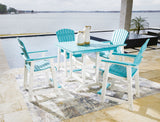 Eisely Outdoor Counter Height Dining Table and 4 Barstools in Turquoise/White - PKG013812