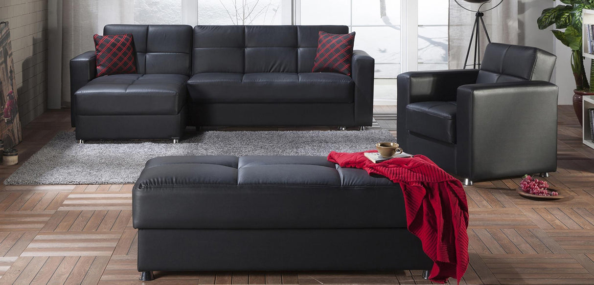 Elegant Santa Glory Black Ottoman from Bellona - Luna Furniture