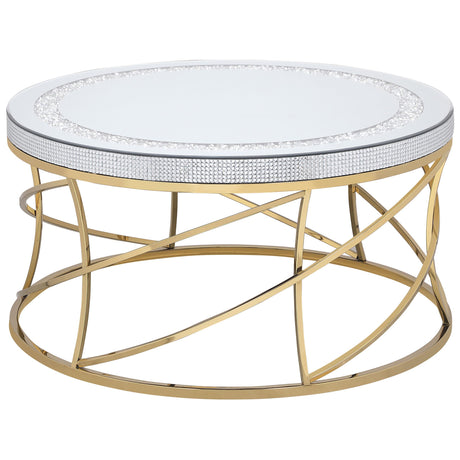 Elise Round Mirror Top Stainless Steel Coffee Table Gold from Coaster - Luna Furniture