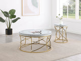 Elise Round Mirror Top Stainless Steel End Table Gold from Coaster - Luna Furniture