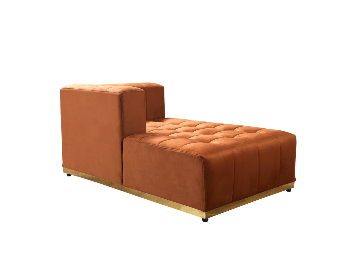 Elisha Orange Velvet Double Chaise 140" Sectional - ELISHAORANGE-SEC