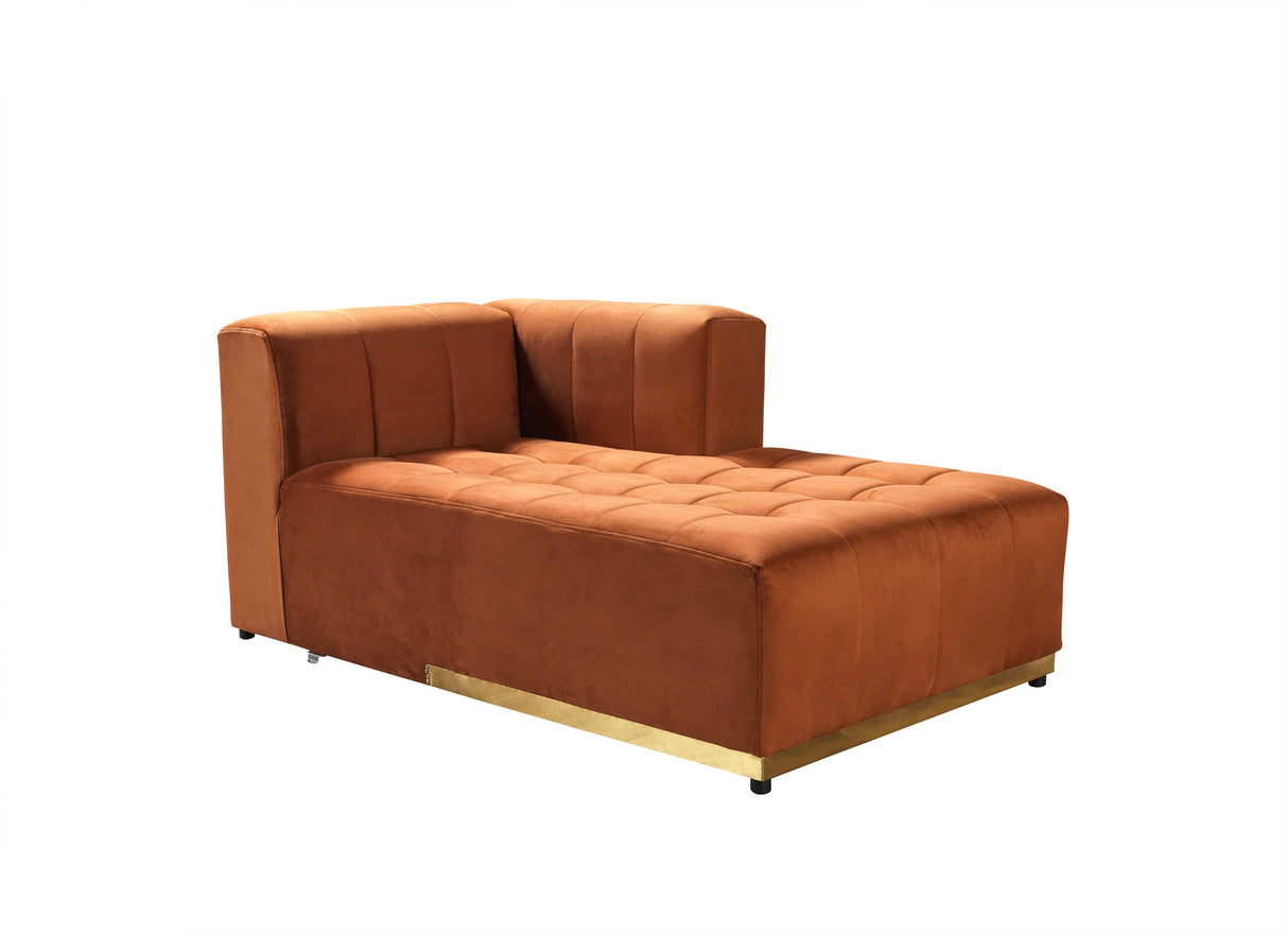 Elisha Orange Velvet Double Chaise 140" Sectional - ELISHAORANGE-SEC