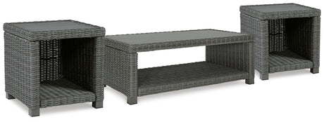 Elite Park Outdoor Coffee Table with 2 End Tables in Gray - PKG013867