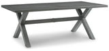 Elite Park Outdoor Dining Table and 4 Chairs and Bench in Gray - PKG014908