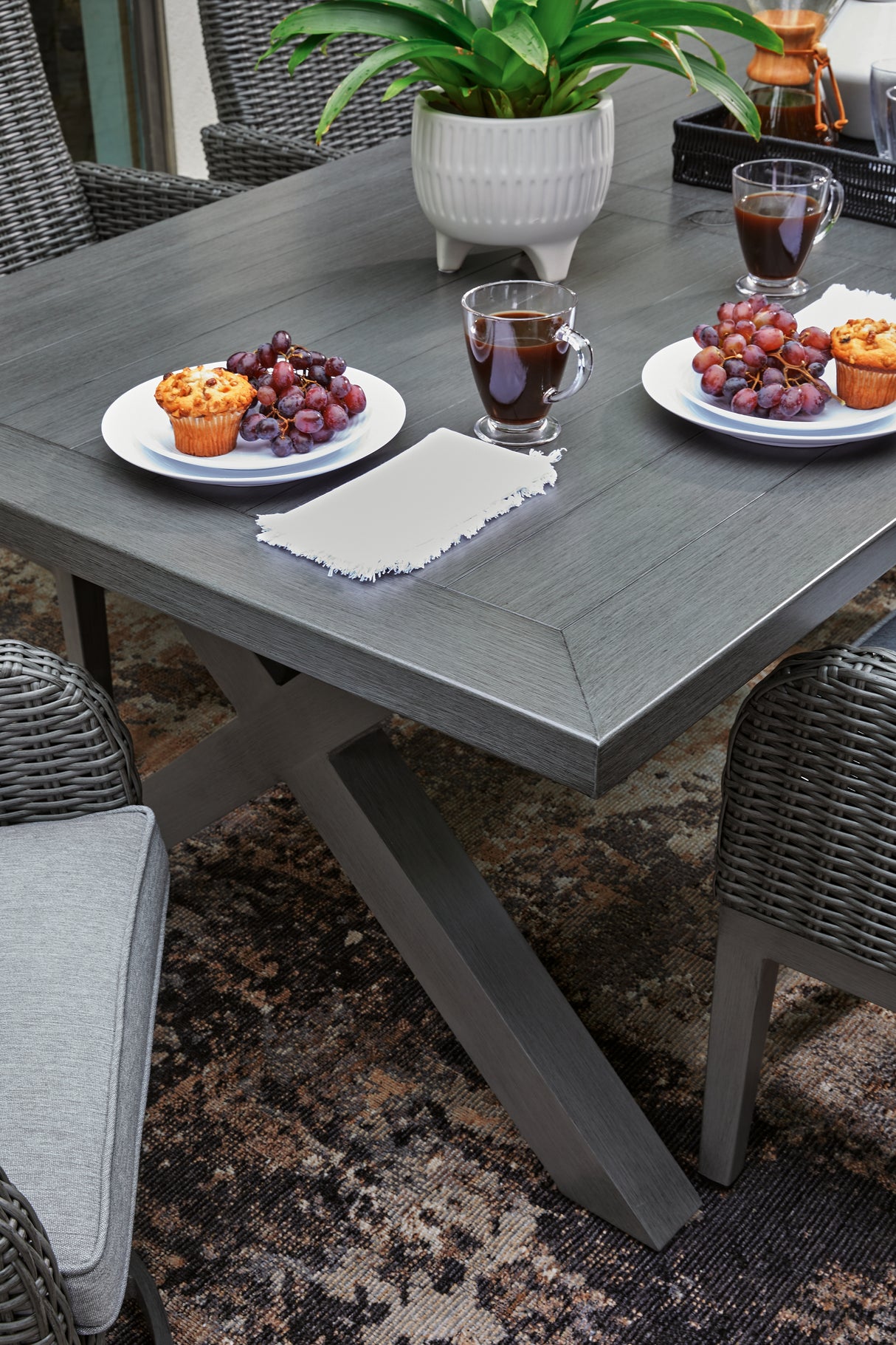 Elite Park Outdoor Dining Table and 4 Chairs in Gray - PKG014905